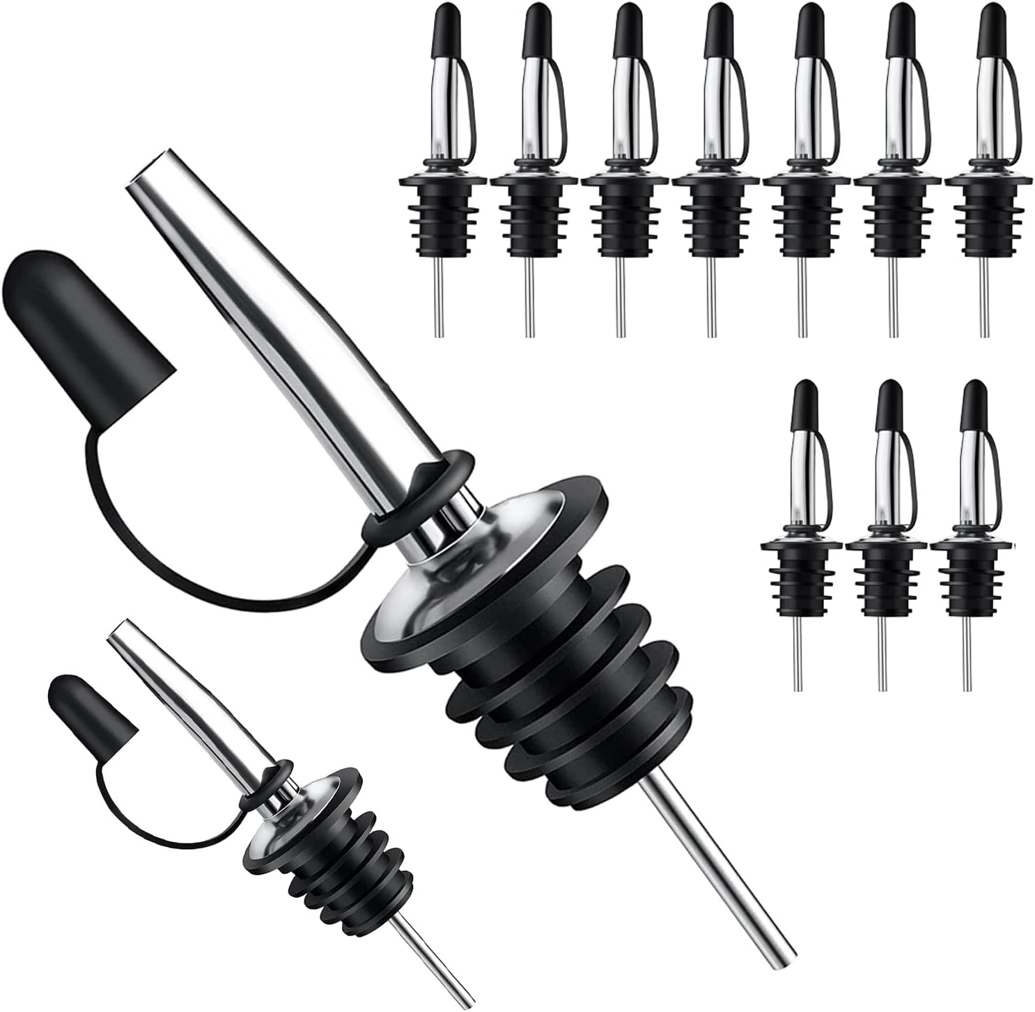 Speed Pourer Cap - ชุดจุกก๊อกเท้าเหล้า 12 ชิ้น พร้อมฝาปิดกันฝุ่น - จุกก๊อกสำหรับแอลกอฮอล์